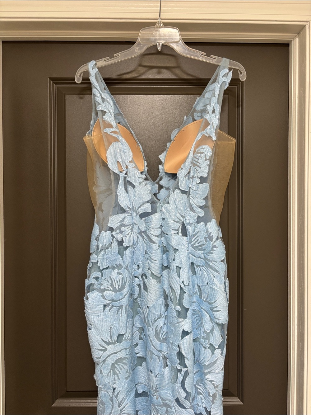 Jovani light blue lace mesh dress 10 - Picture 5 of 13